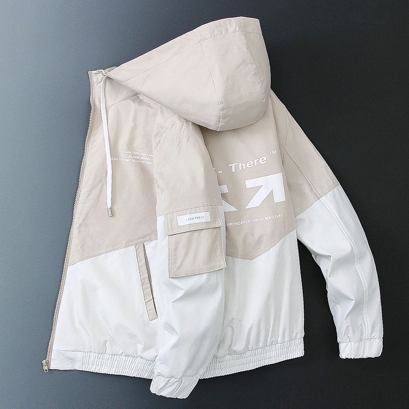 Весенне-осенние мужские куртки с капюшоном, ветрозащитные модные мужские ветровки, свободные пальто, студенческие куртки, верхняя одежда