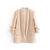 Spring and Autumn Commuter Urban Leisure Versatile Candy Women's Pleated Sleeve Blazer