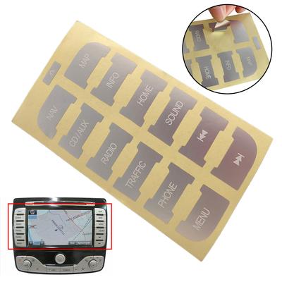 Наклейка для ремонта кнопок, серебряные наклейки для кнопок, для ремонта кнопок, радио, навигации для FORD, S-Max 2011