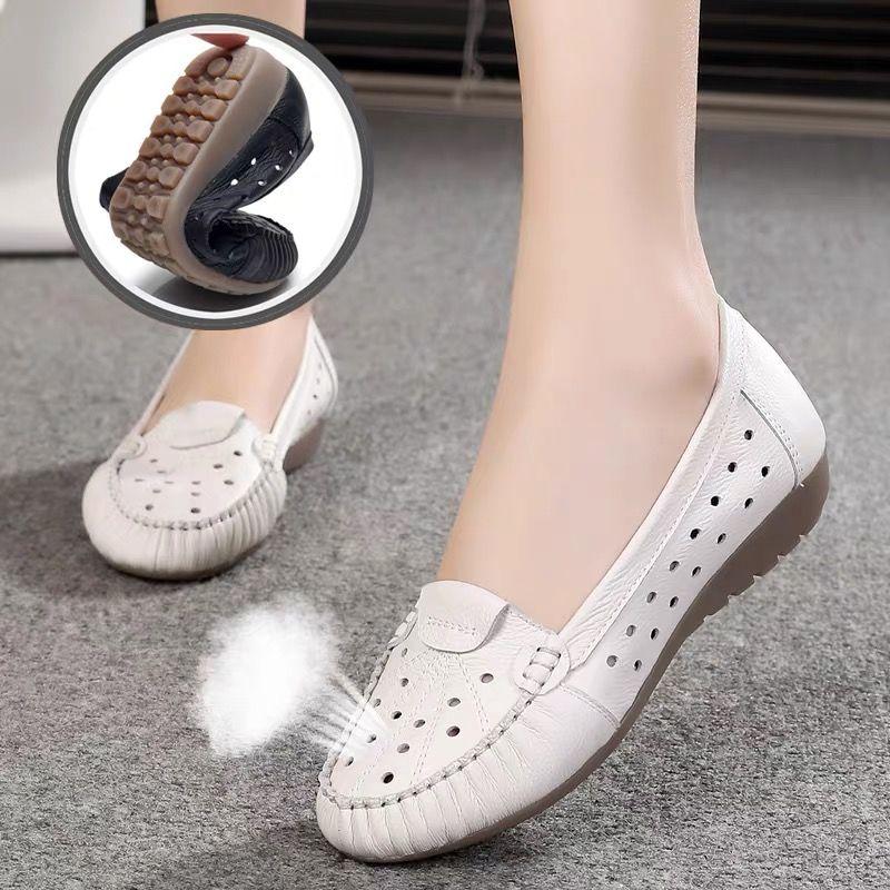 Размер 34–43, весенние женские элегантные лоферы из натуральной кожи, женская обувь, обувь для вождения на плоской подошве, на низком каблуке с круглым носком без шнуровки