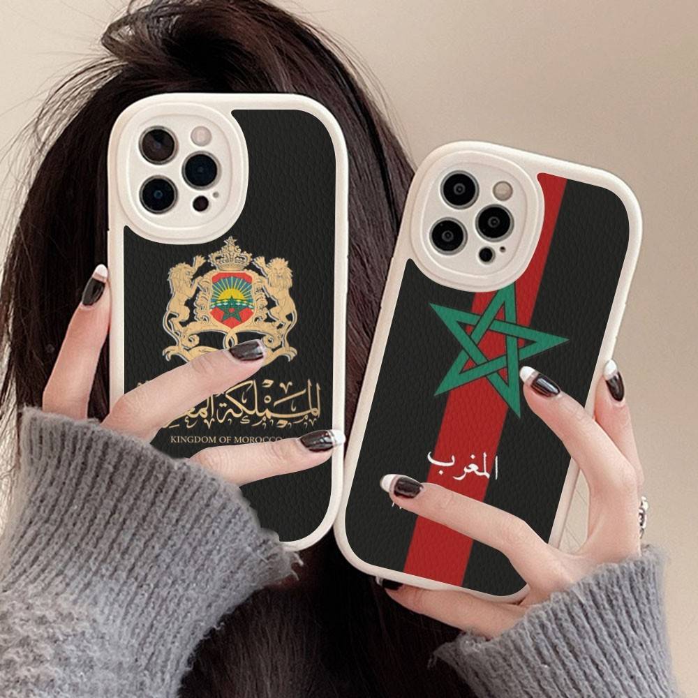 Morocco Map Flag For IPhone 16 15 14 13 12 11 Pro Max Plus Shockproof Leather Soft Phone Cover