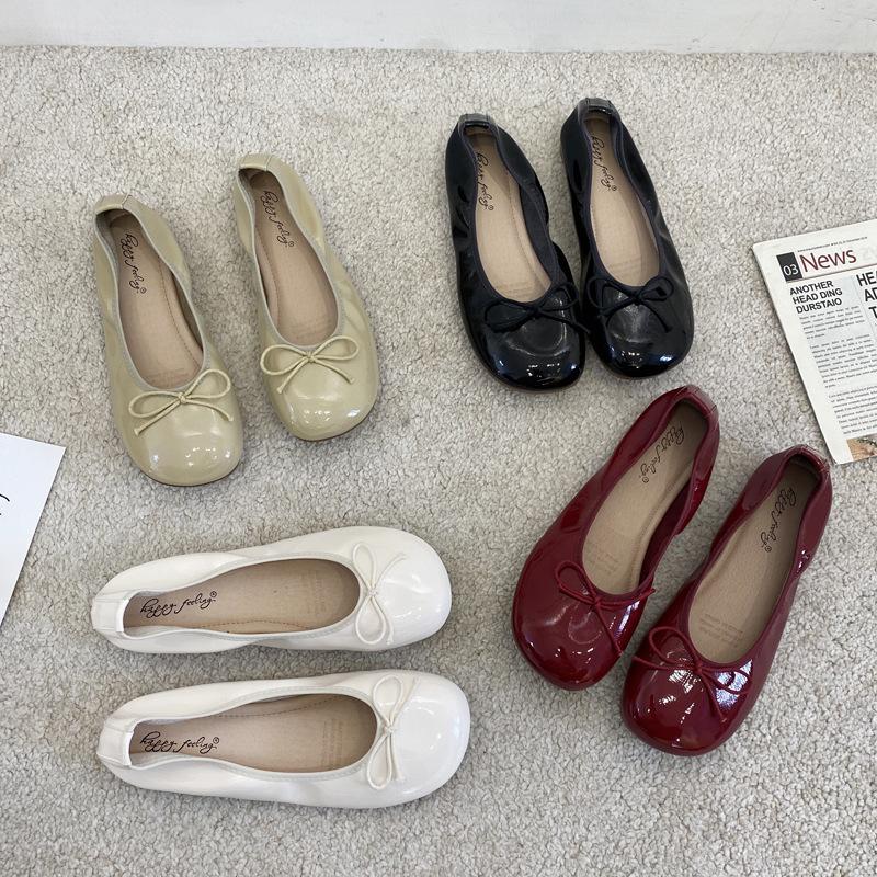 Нежный ветер Мягкая подошва Шапочки Туфли женские Бантик Маленькие кожаные туфли Весна и лето Туфли Мэри Джейн Бабушкины туфли