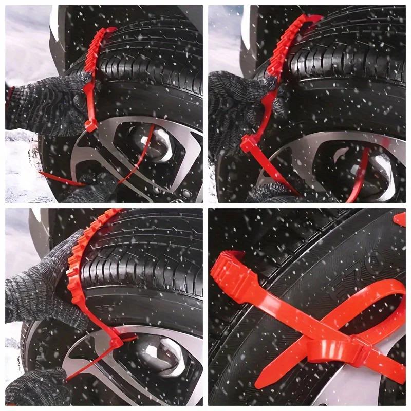 10pcs Car Anti-skid Chain - Winter Snow and Muddy Road Track Tire Anti-skid Chain, Rolling Belt, Universal Car Type