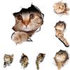 Cute Cats Wall Sticker Hole View Vivid Dogs Bathroom 3D Toilet Stickers For Home Decoration Animals Decals Self-adhesive Poster
