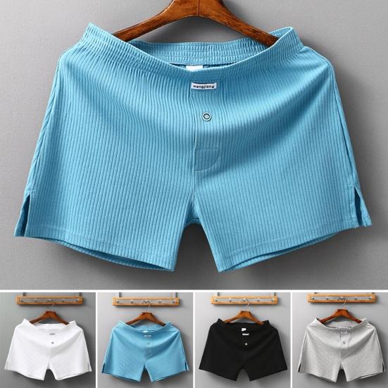 Men Pajama Shorts Elastic Waist Soft Breathable Homewear Solid Color Whorl Texture Stretchy Casual Loose Quick Dry Men Mini Short Pants