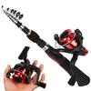 Fishing Rod Set Fiberglass Telescopic 1.4M Folding Fishing Rod with 3BB 5.2:1 Spinning Reel
