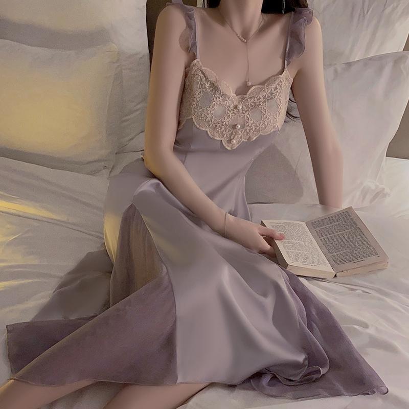 Сексуальная пижама для женщин с V-образным вырезом, женская пижама из атласа и кружева с подкладками для груди, облегающая пижама с подвязками, домашняя одежда