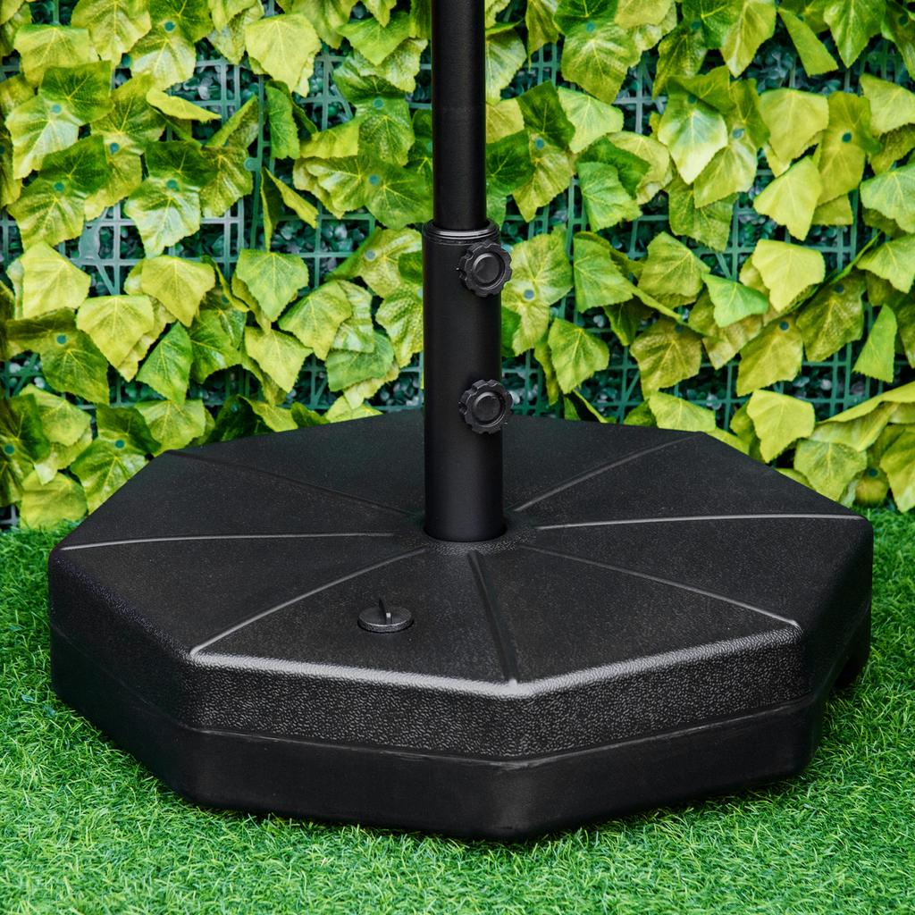 Black Parasol base, octagonal parasol stand, parasol holder, stand for parasols with 38/48mm tube diameter, for balcony, terrace, garden