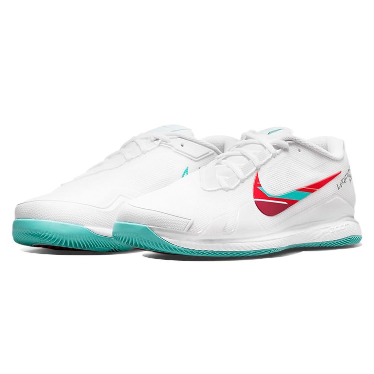 Nike Court Air Zoom Vapor Pro Бело-бирюзовые мужские кроссовки Habanero-Red Pomegranate CZ0220-136