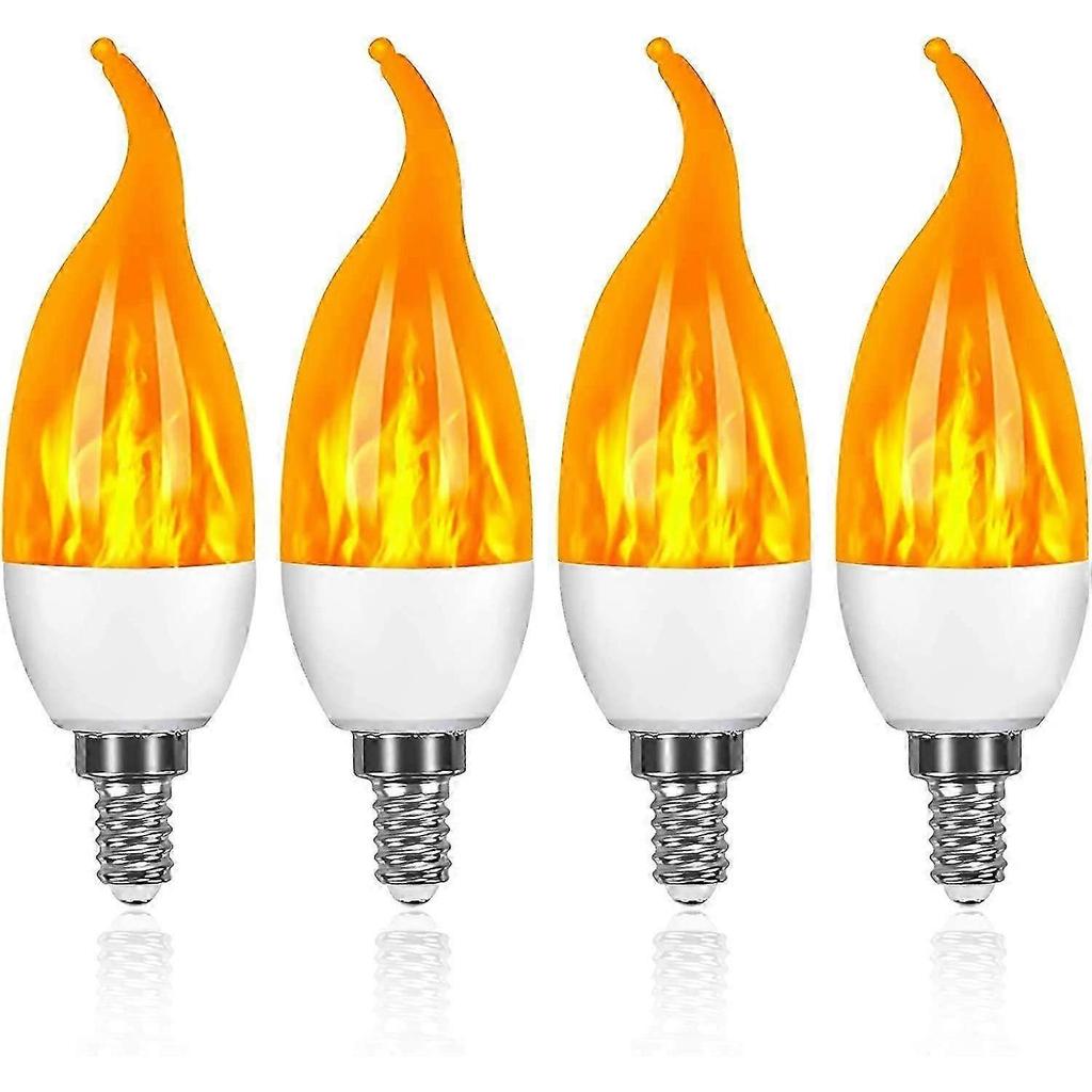 E14 LED Bulb, 3W LED Flame Bulb with 3 Lighting Modes, 1800K Retro Decorative Lamp , Pack of 4