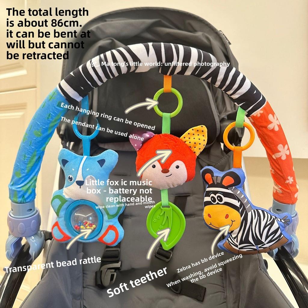 Baby Carriage Hanging Plush Toy With Rattle And Detachable Clip For Newborns