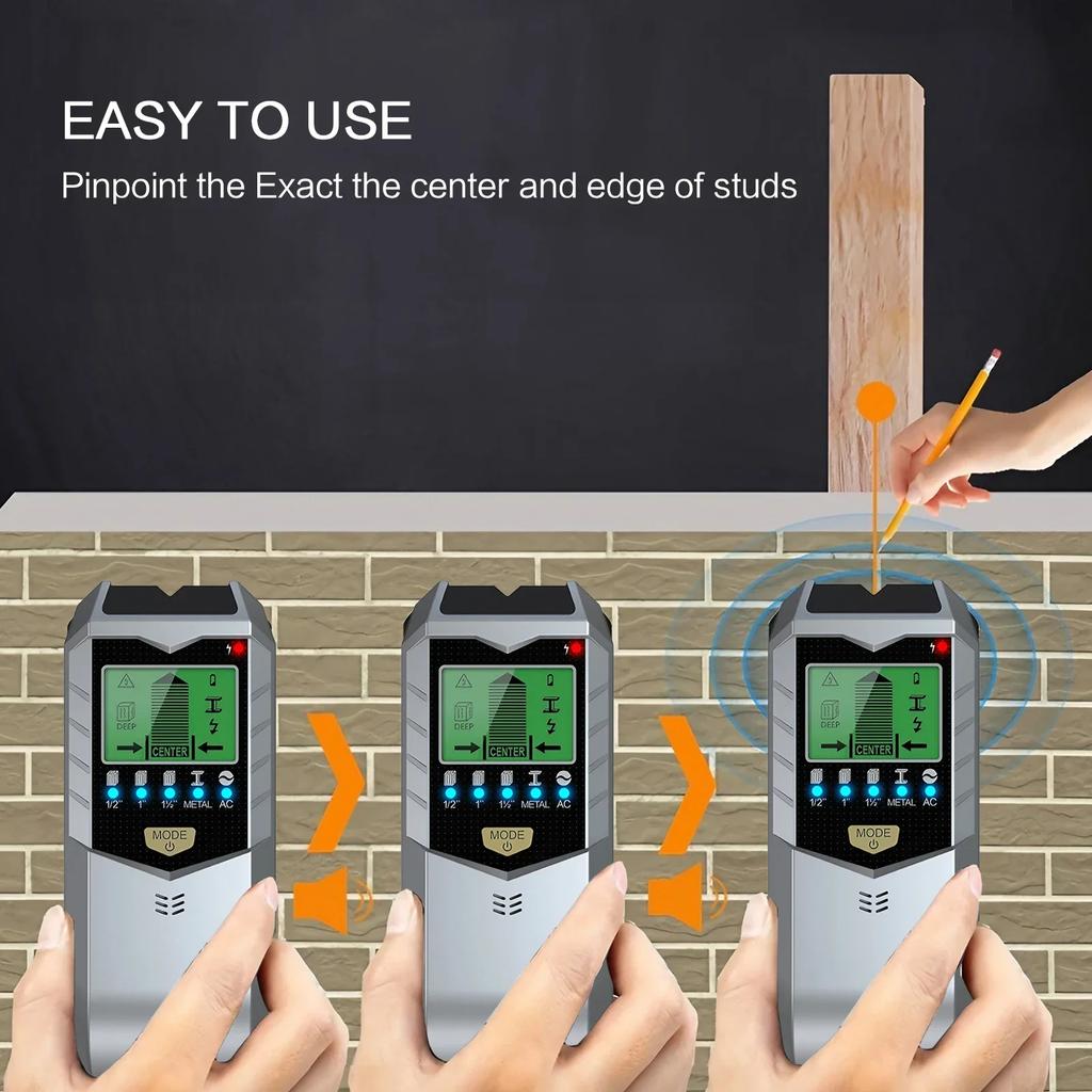 5-в-1 Настенный прибор для обнаружения металла Измерение металла Токоведущий провод Детектор дерева Ручной детектор Стойка Стойка Измерительный прибор Сканер