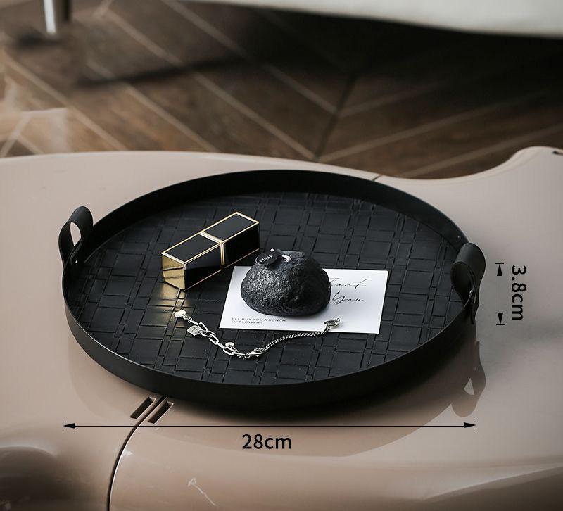 360° Rotatable Storage Tray | Premium Saddle Leather Desktop Organizer | Luxury Perfume & Cosmetics Display Plate with Handles