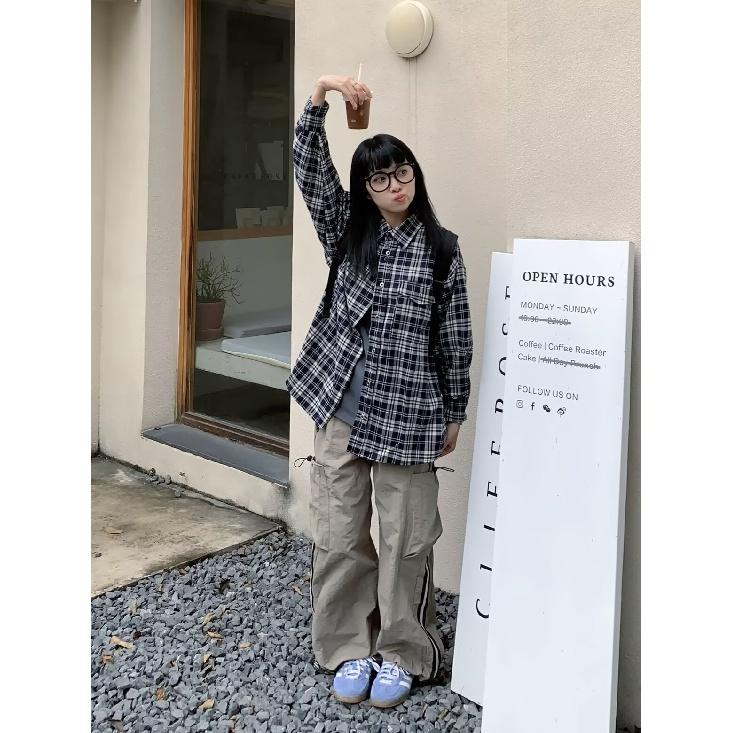 Осенняя хлопковая клетчатая рубашка с длинными рукавами для мужчин и женщин, нейтральная свободная повседневная рубашка, модное пальто для пары, топ