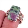 Ruby In Zoisite Handmade Lab-Created 925 Sterling Silver Two Tone Ring S.7 y7R03