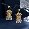 Модные серьги-карусель в этническом стиле в стиле ретро, слегка инкрустированные цветным цирконием, высококачественные тяжелые промышленные серьги