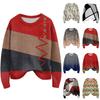 Long Sleeve Pullover Sweaters For Women O Neck Casual Cute Printing Knit Oversized Sweater