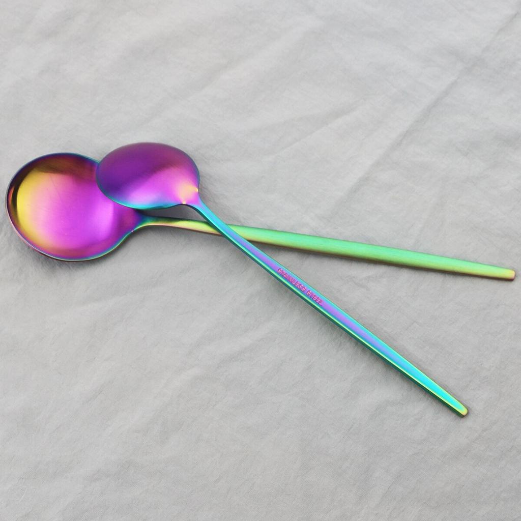 6Pcs/Set Black Cutlery Set Stainless Steel Dinnerware Spoons Set Coffee Dessert Spoon Dinner Tableware Set Kitchen Silverware Set