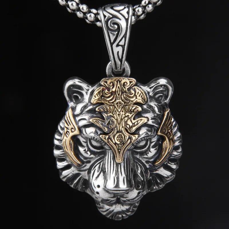 Retro Ethnic Chinese Zodiac Dragon Pendant Gold Color Necklace Men and Women Punk Style Jewelry Gift