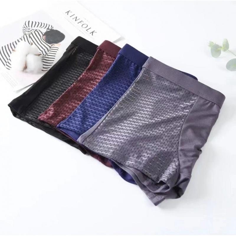 Мужские трусы Ice Silk из сетчатого дышащего материала, удобные свободные тонкие трусы-боксеры больших размеров