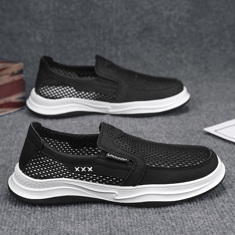 Large Net Hollow Men's Shoes Summer 2024 Breathable Mesh Shoes Men's Casual One-pedal Lazy Shoes Men's Work Shoes