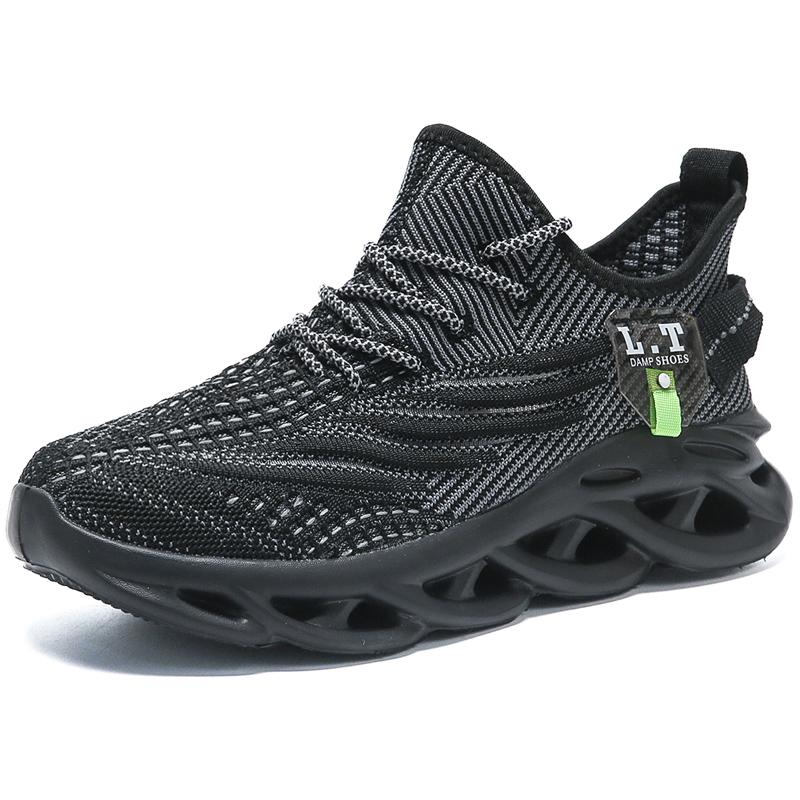 Black Running Jogging Shoes Casual Sneakers White Outdoor Breathable Mesh Shoes Men Light Shock-absorption Sports Shoes