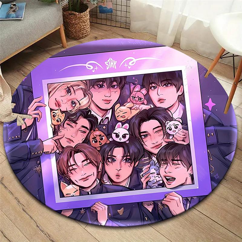 SKZ Round Area Rug,Carpet Rug for Living Room Bedroom Sofa Playroom Decor,Non-slip Floor Mat