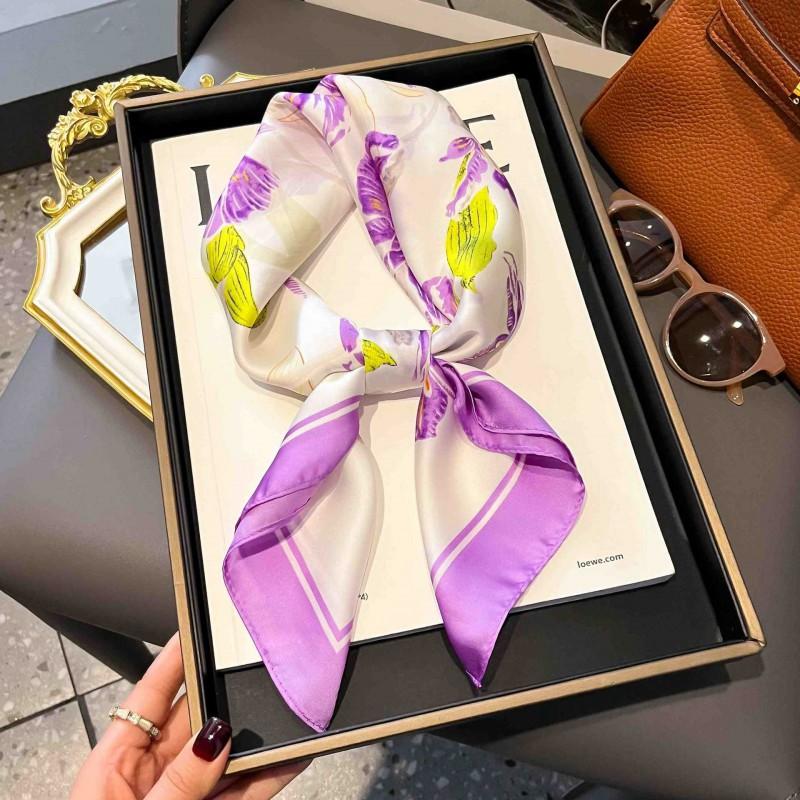 70cm Square Silk-Like Scarf Women Lightweight Fashion Accessory Office Chic Neck Wrap Stylish Print Design