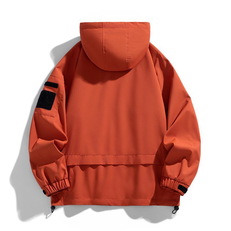 Cozy Up Men Fashion Unisex Hooded Windbreaker Multi-Pockets Casual Jackets Oversized Coat
