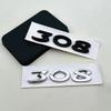 JGCR7 New 3D ABS Chrome Black Logo 308 Emblem Letters Sticker Car Rear Trunk Badge for Peugeot 308 SW GT Line GTI T9 T7 P5 Accessories