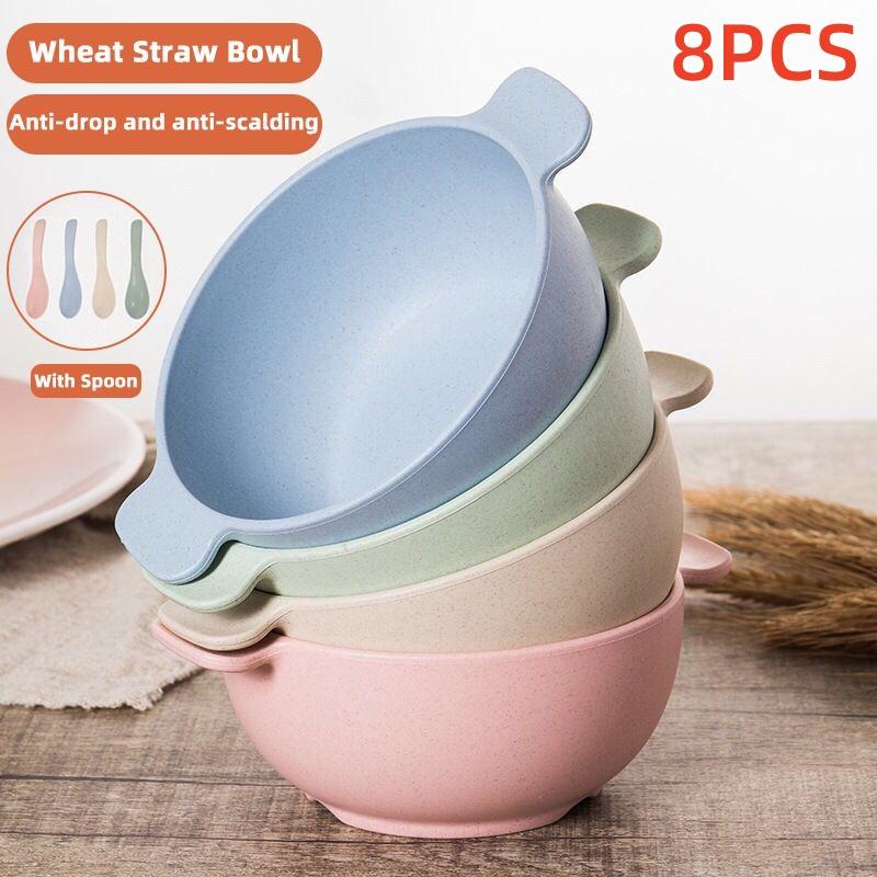 8 шт./наборов детских мисок из натуральной пшеничной соломы для кормления малышей