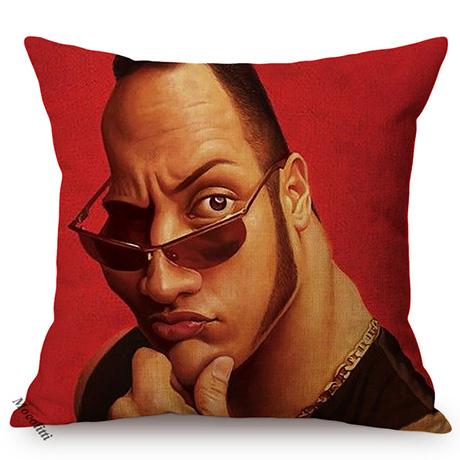 The Rock Face Dwayne Portrait Sofa Cushion Cover American Actor Johnson Pattern Decorative Cotton Linen Throw Pillow Case