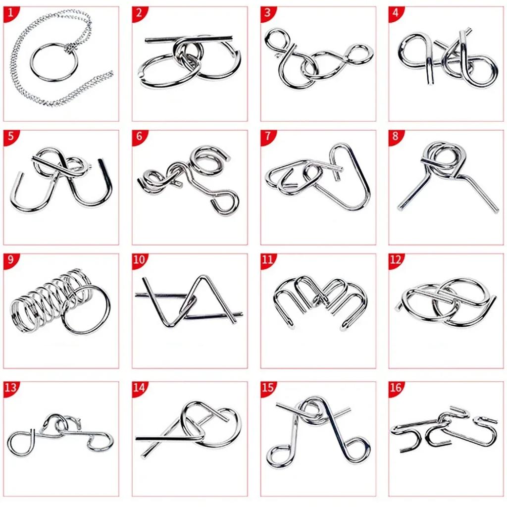 Китайская металлическая головоломка с кольцами, головоломка для мозга, IQ-игра для семьи, взрослых, детей, развивающая логическое мышление