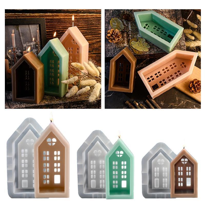 Сделай сам Ручная работа Креативная форма для заливки клеем Дом Ароматерапевтическая свеча Силиконовая форма Форма для гипса Цементный орнамент Аксессуары