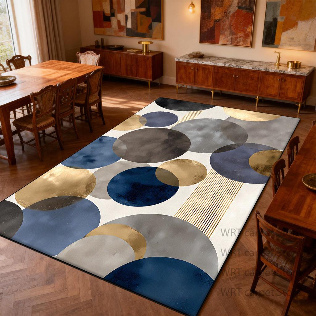 Modern Light Luxury Art Style Carpet for Dining Room Decoration Living Room Large Area Rug Bedroom Bedside Non-slip Washable Mat
