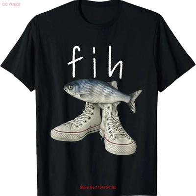 Fih Shoes Рыба Забавный Мем с Опечаткой Приколы Футболка винтажная Стиранная Немного Стильная дизайнерская одежда Растянутая