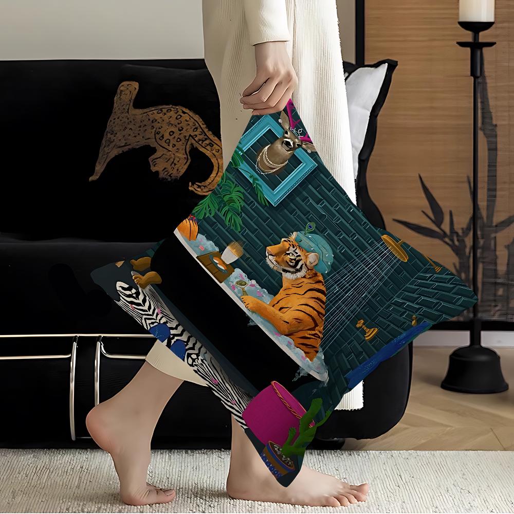Colorful Bathtub Animal Tiger Zebra Black Cat Pillow Cover Sofa Cushion Cover Home Room Decoration Children Gift