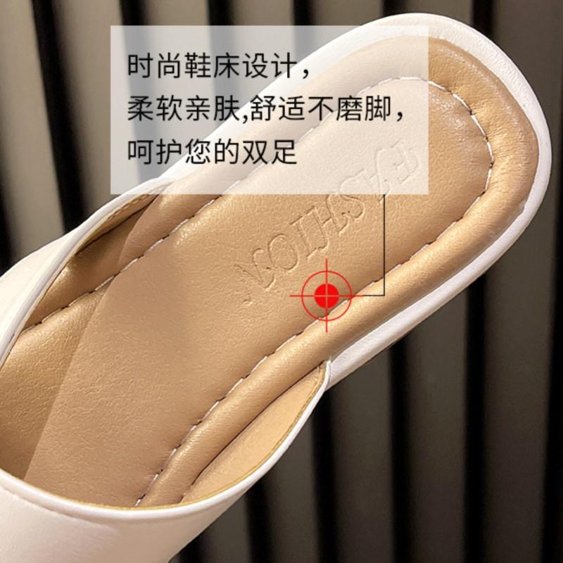 Fashion 2025 Summer Stylish Unique Design Flat Sole Enclosed Toe Half Slipper Women Bohemian Inspired Anti Slip Perfect for Outdoor Wear