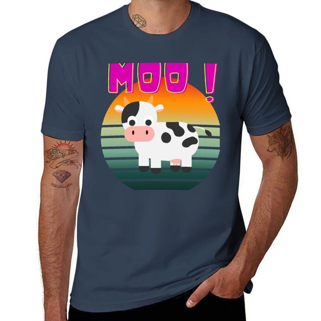 Moo Funny Animals Gifts Tshirt Casual All Match Tee Shirt For Unisex