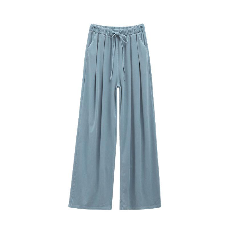 Milk White Tencel Wide-leg Pants Women's Summer New Lazy and Loose Straight Jeans Drape Floor Pants