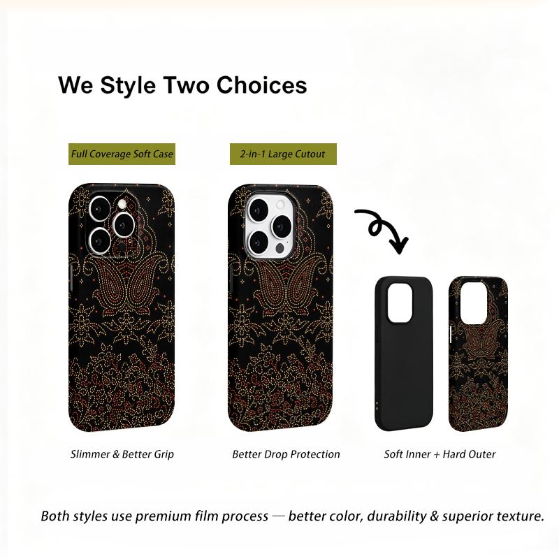 Jeweled Paisley Print Graphic Art Film Aesthetic Protective Shockproof Bumper Case Cover For iPhone12 13 14 15 16 17 Pro Max Plus