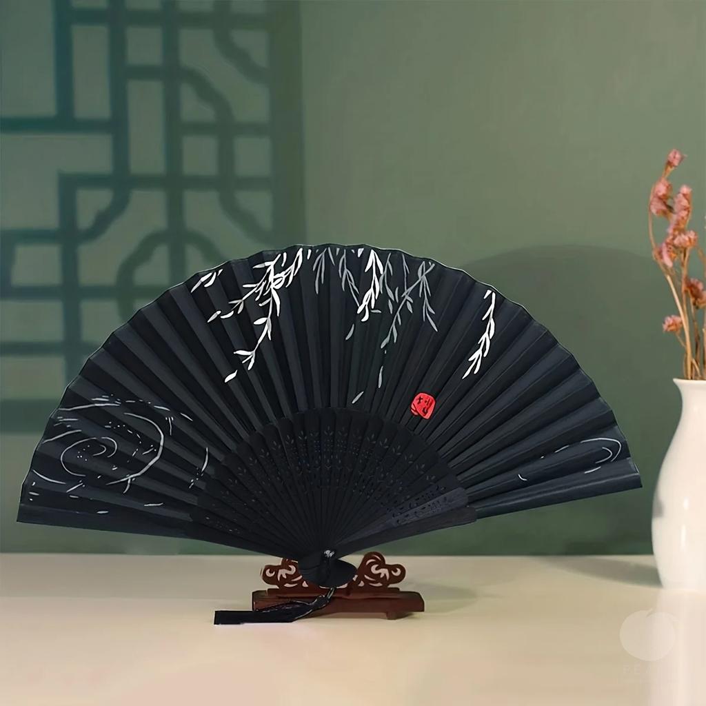 1pc-Elegant Wooden Folding Hand Fan Favored by Fans, Favored by Wedding Parties and Performances