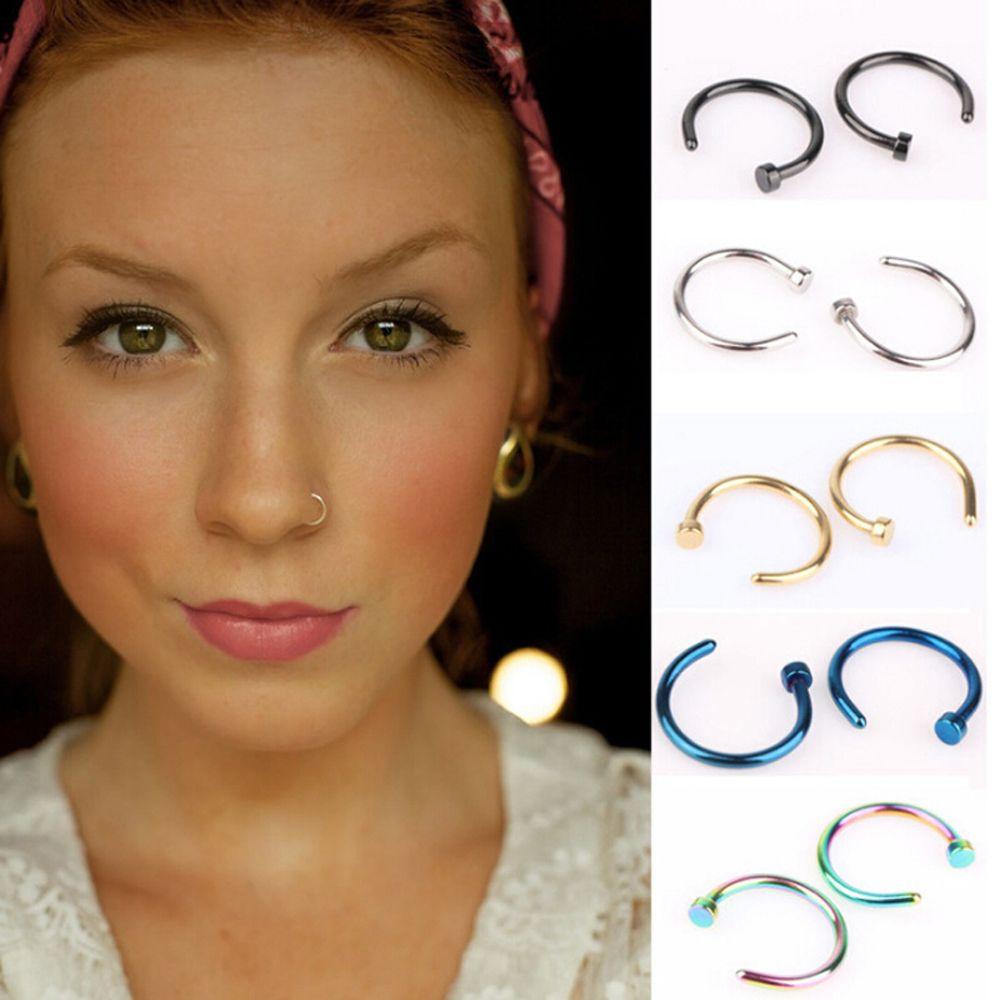 3/5/10PCS 8mm Fake Hoop Clip On Nose Ring Body Jewelry Non Piercing Nostril Hoop