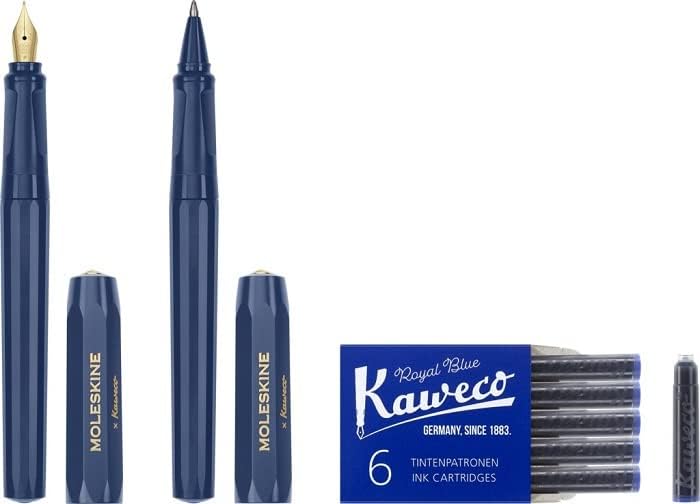 Moleskine x Kaweco Набор: Перьевая ручка F-образной формы x Шариковая ручка (синий)