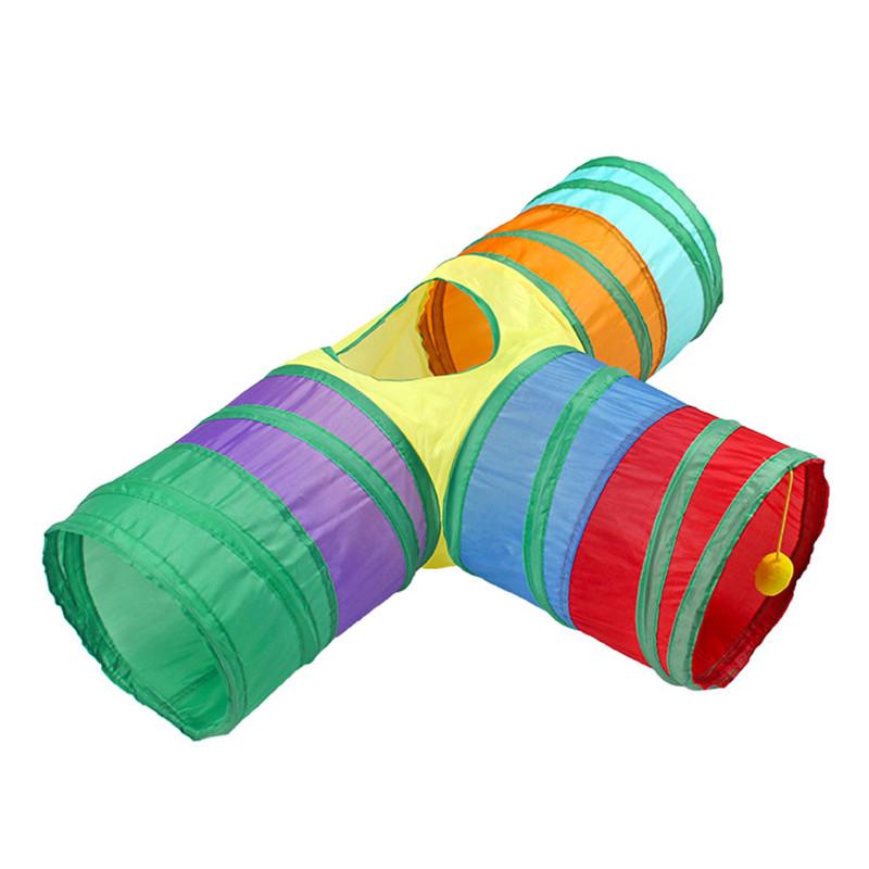 Practical Cat Tunnel Pet Tube Collapsible Play Toy rainbow Tunnel Indoor Outdoor Kitty Puppy Toys for Puzzle Exercising Hiding