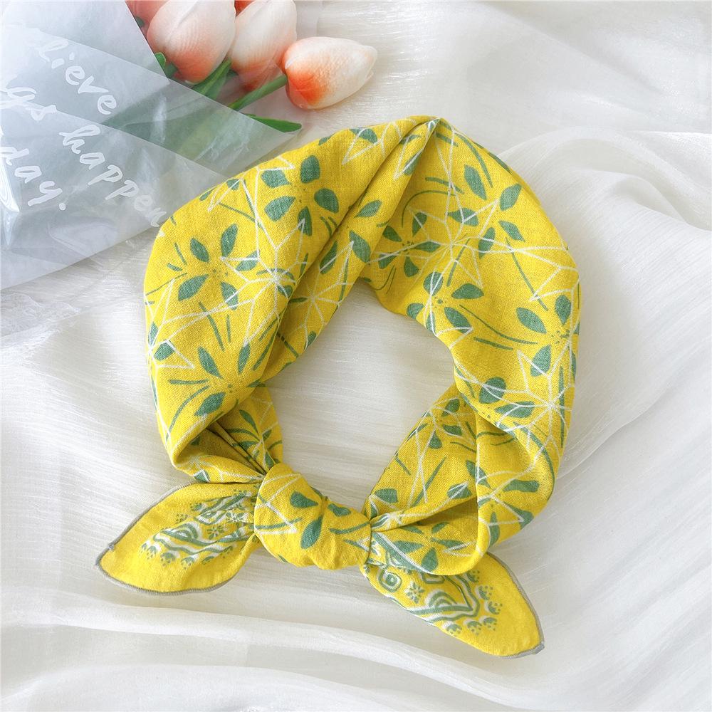 55 Cashew Cotton Linen Versatile Square Scarf - Women's Lightweight Summer/Autumn Accessory