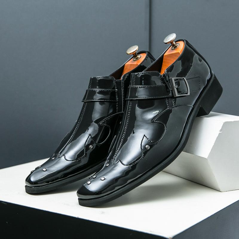 Fashion Men Formal Shoes with Black Brown Side Buckles Designed By Business Office Designers Fashionable Loafers Sizes 38-46 Men Shoes