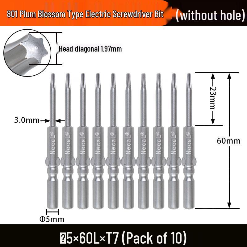 Электрическая отвертка Nigao S2, бит Torx 801, цельный, звездообразный, с круглым хвостовиком 5 мм.