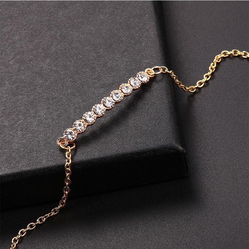 Stylish Women's Rhinestone Bracelet With Gold Plated Chain And Classic Look