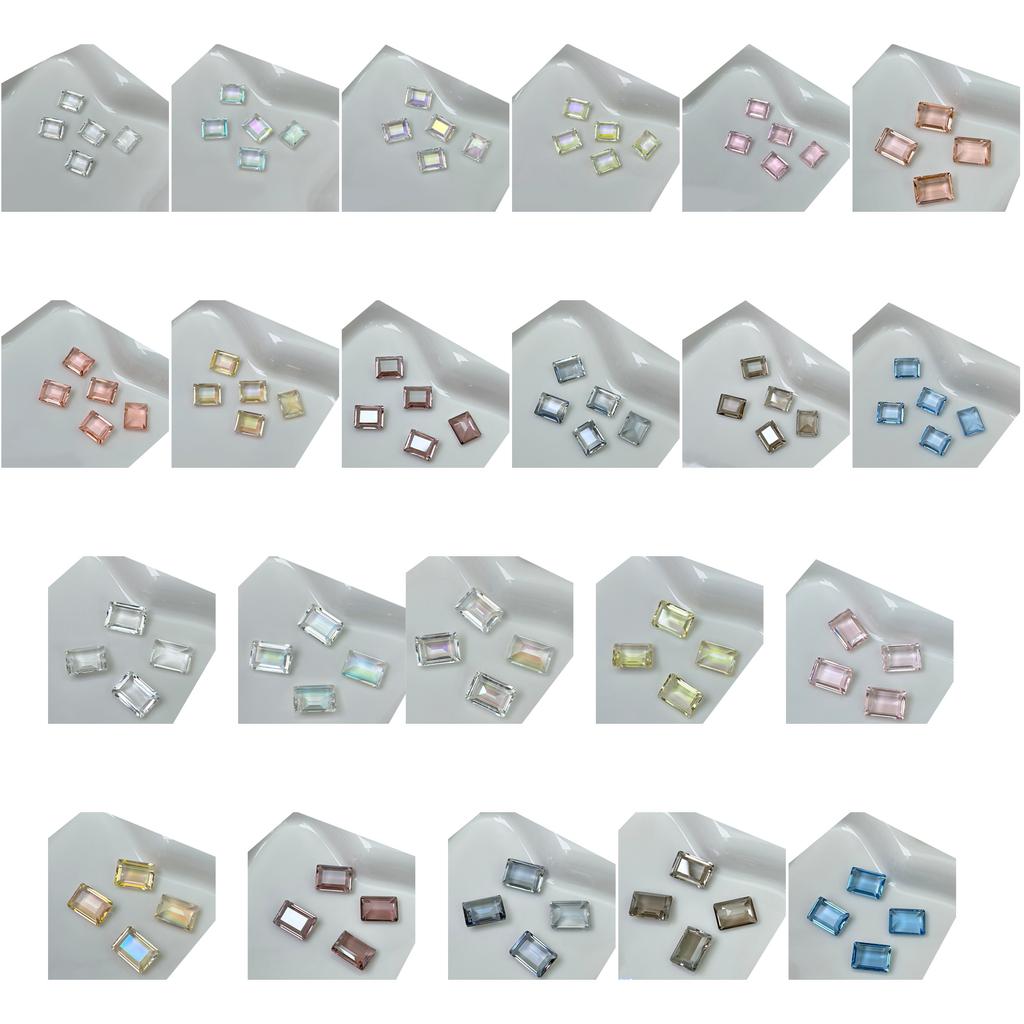 10 Pcs Nail Rhinestones Nail Crystal Gems Rectangular Nail Charms Clear Nail Art Charms Nail Art Decorations for Women